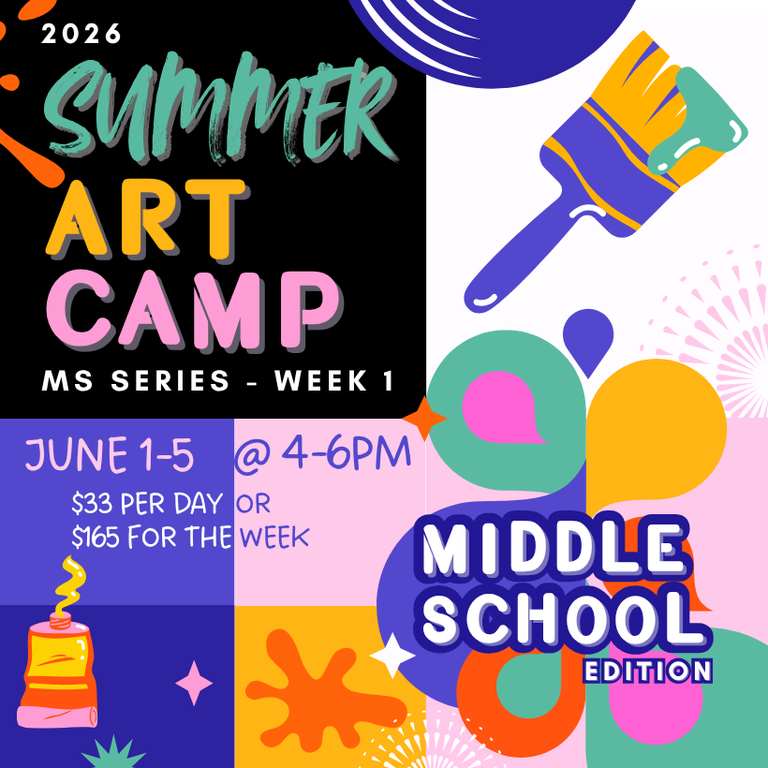 June 1-5 - 6th-8th Grade Art Camp