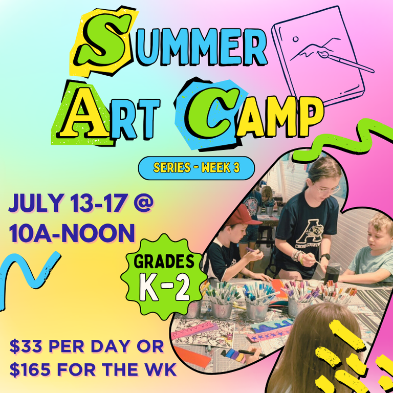July 13-17 - K-2nd Grade Art Camp
